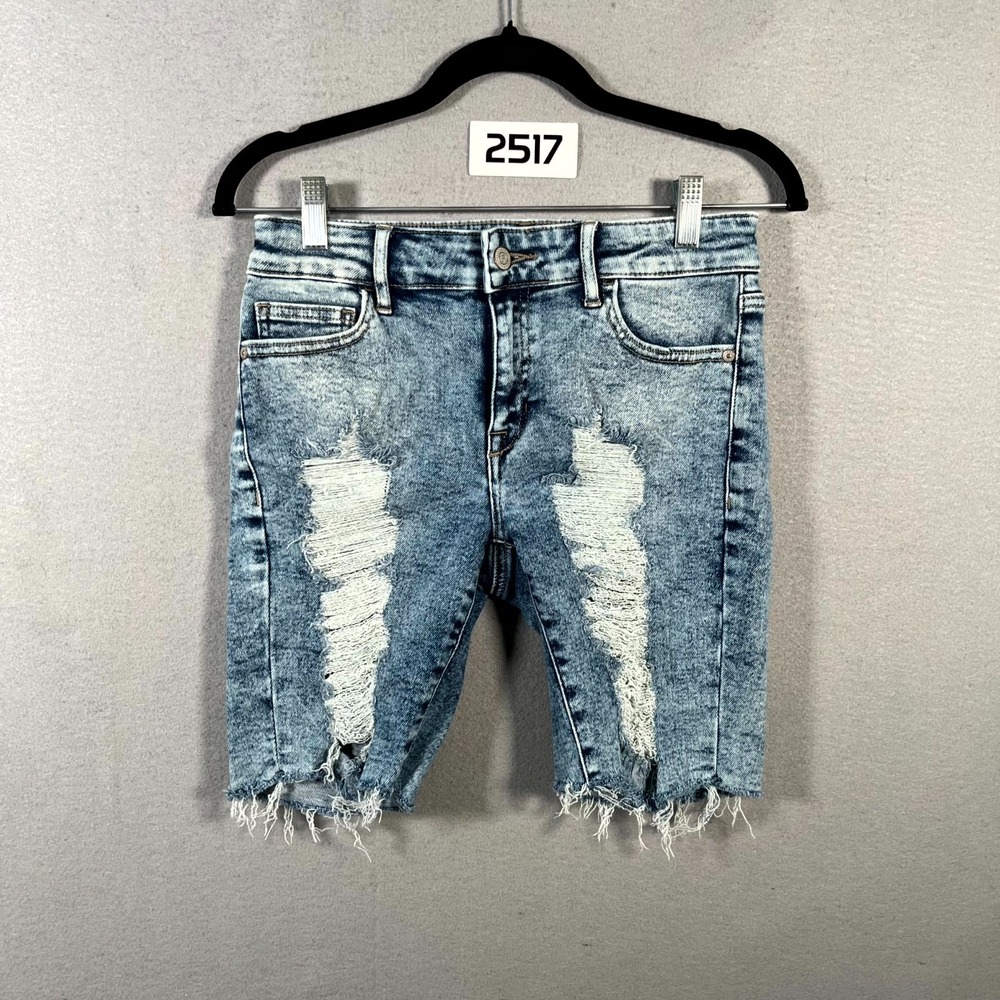 GBG Los Angeles Cut Off Shorts Womens 27 Blue Denim Cotton Stretch Distressed